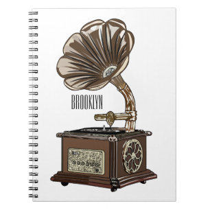 Turntable cartoon illustration  notebook