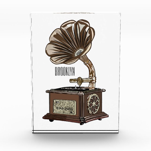 Turntable cartoon illustration  photo block (Front)