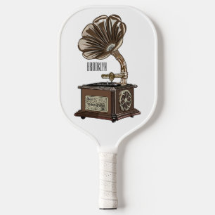 Turntable cartoon illustration  pickleball paddle