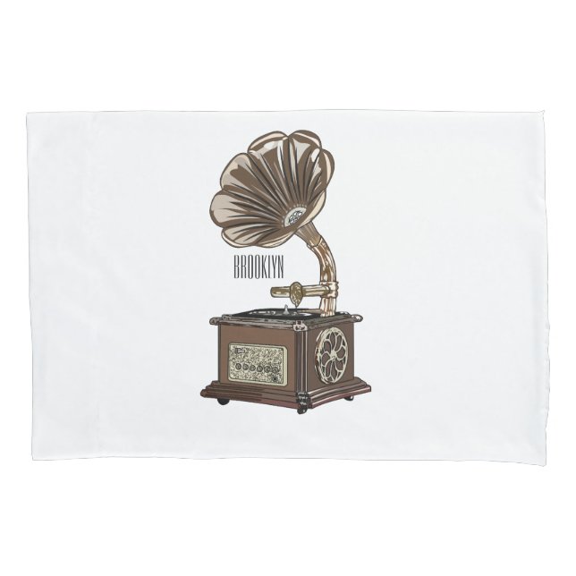 Turntable cartoon illustration  pillowcase (Front)