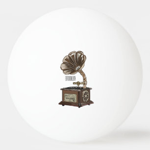 Turntable cartoon illustration  ping pong ball