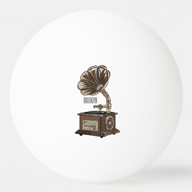 Turntable cartoon illustration  ping pong ball (Front)