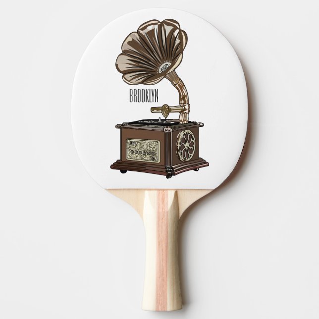 Turntable cartoon illustration  ping pong paddle (Front)