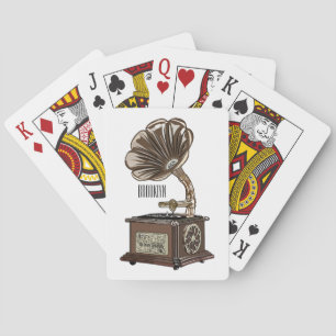 Turntable cartoon illustration  playing cards