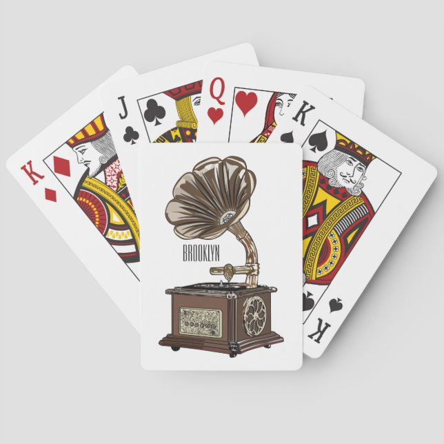 Turntable cartoon illustration  playing cards (Back)