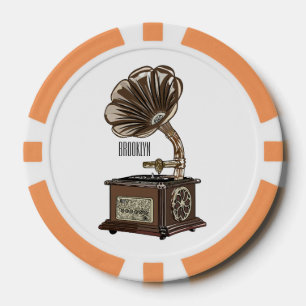 Turntable cartoon illustration  poker chips