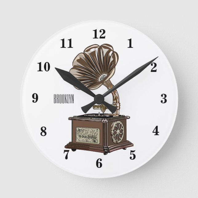 Turntable cartoon illustration  round clock (Front)