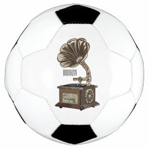 Turntable cartoon illustration  soccer ball