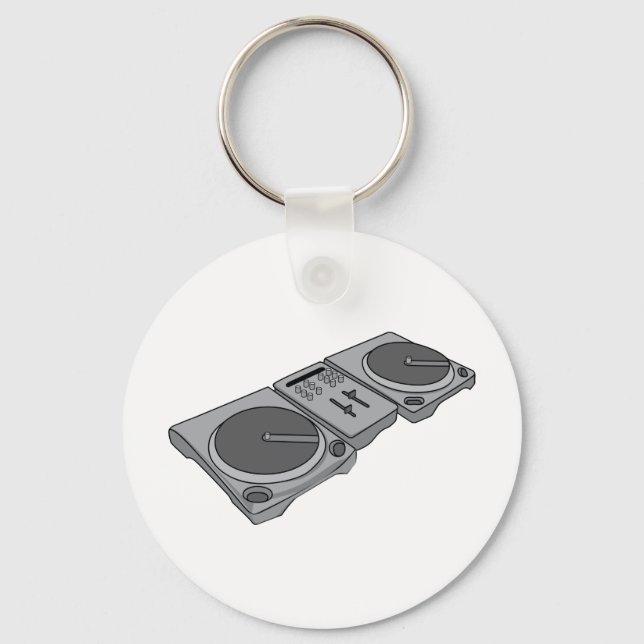 Turntable Phonograph Record Player DJ Key Ring (Front)