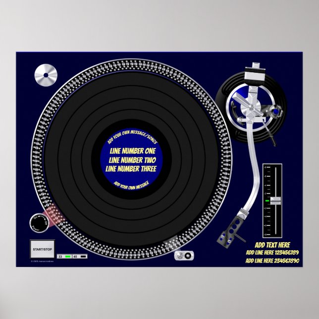 Turntable Poster 24" x 18"  (You Can personalise) (Front)