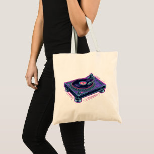 Turntable Vintage Audio LP Vinyl Record Player Tote Bag