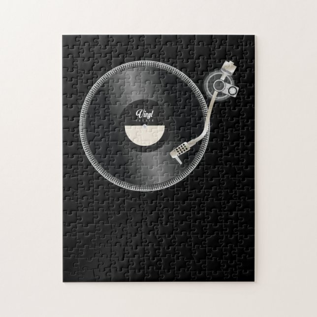turntable vinyl record disc flat simple concept jigsaw puzzle (Vertical)