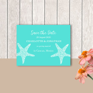 Turqoise Modern Tropical Starfish Beach Wedding    Postcard