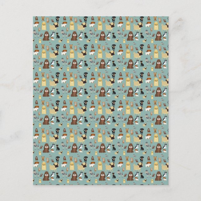 turqouise background dogs pattern. (Front)