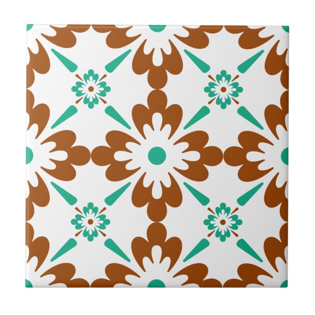 Turqouise Brown And White Spanish Tile Pattern (Front)
