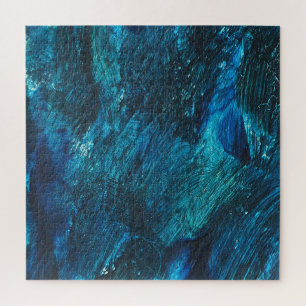 Turqouise Galaxy Paint Sparkles Jigsaw Puzzle