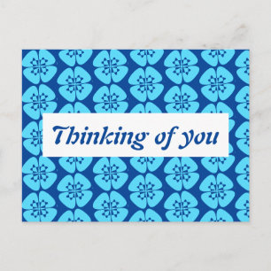 Turquiose and Blue Floral Thinking of You Postcard