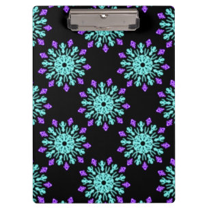 Turquiose and purple neon flower clipboard