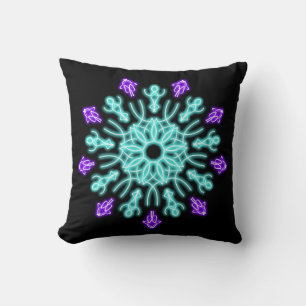 Turquiose and purple neon flower cushion