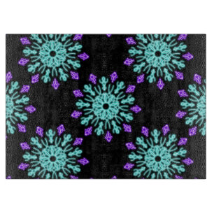 Turquiose and purple neon flower cutting board