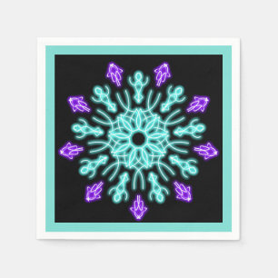 Turquiose and purple neon flower napkin