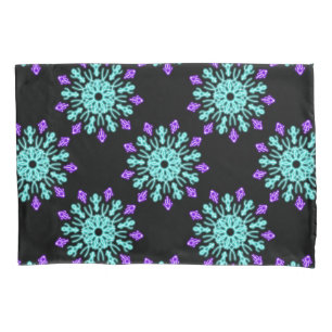 Turquiose and purple neon flower pillowcase