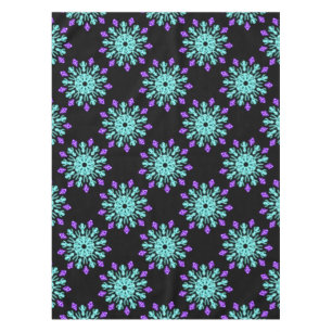 Turquiose and purple neon flower tablecloth