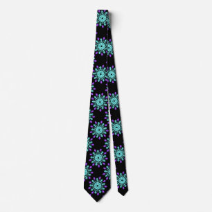 Turquiose and purple neon flower tie