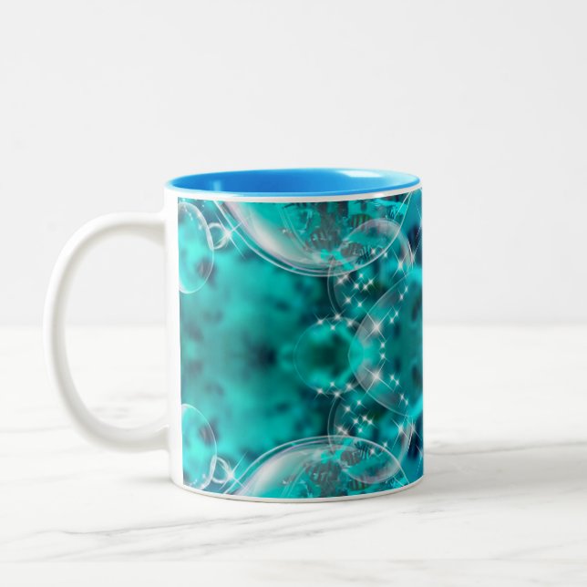 Turquiose Aqua Design on Two Tone Mug (Left)