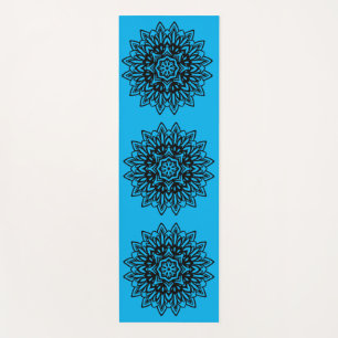 Turquise and black mandala yoga mat