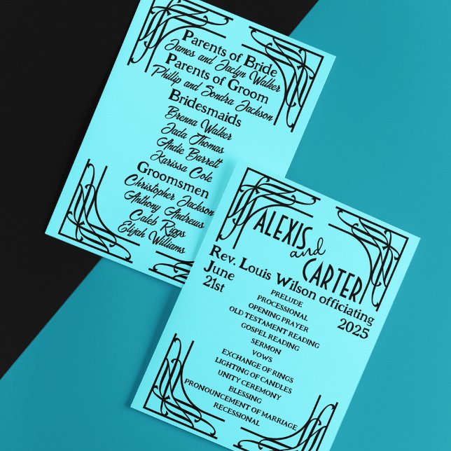 Turquoise 1920's Wedding  Program (Creator Uploaded)