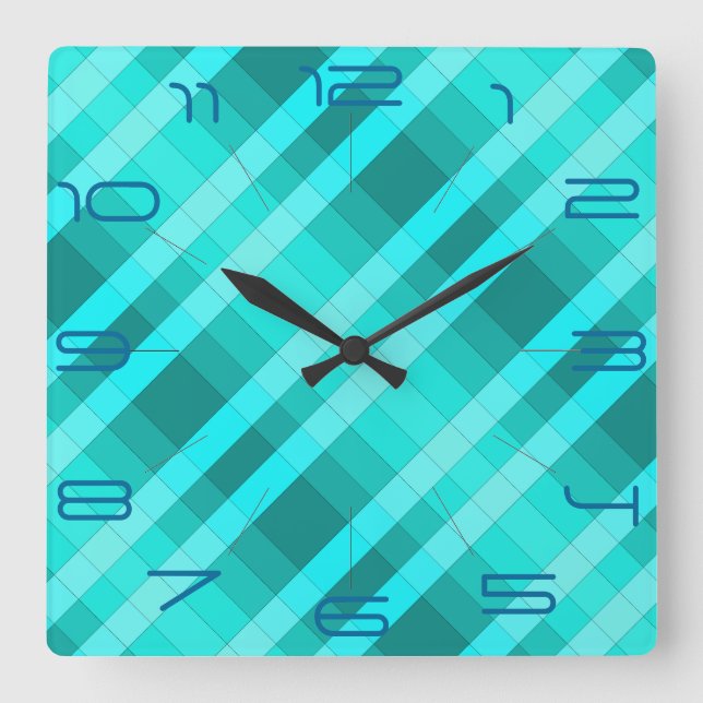 Turquoise 3D Colour Design Wall Clock A (Front)