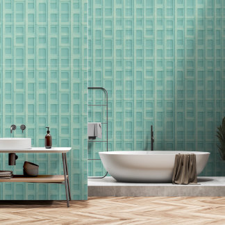 Turquoise 3D Grid Box Panels -Peel & Stick Wallpaper