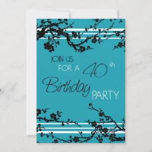Turquoise 40th Birthday Party Invitation Card