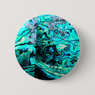 Turquoise abalone paua shell detail 6 cm round badge