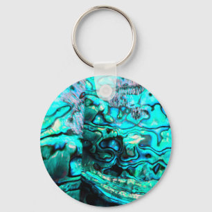 Turquoise abalone paua shell detail key ring