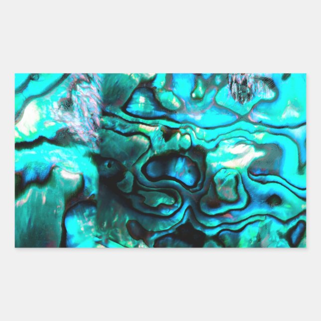 Turquoise abalone paua shell detail rectangular sticker (Front)