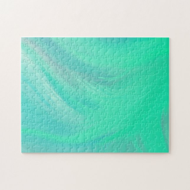 Turquoise Abstract Brush Strokes Gradient Ombre Jigsaw Puzzle (Horizontal)