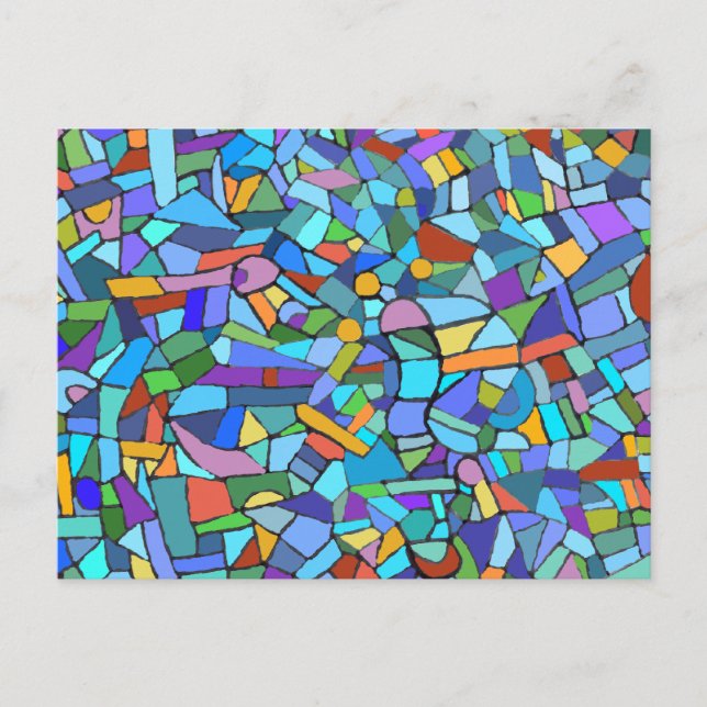 Turquoise Abstract Mosaic Pattern Postcard (Front)