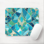 Turquoise Abstract Mosaic with Art Deco style Mouse Pad<br><div class="desc">"turquoise teal blue green",  "aqua abstract mosaic tiles",  "gaudi inspired tiled seaglass",  "sea glass beach house",  "sea ocean beachhouse vibe",  "modern stylish elegant sophisticated",  "contemporary tile art",  "stain glass inspiration",  "stained glass inspo decor",   "art deco art nouveau"</div>