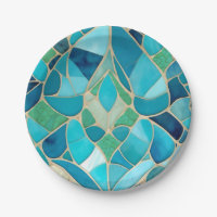 Turquoise Abstract Mosaic with Art Deco style