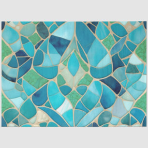 Turquoise Abstract Mosaic with Art Deco style Tissue Paper