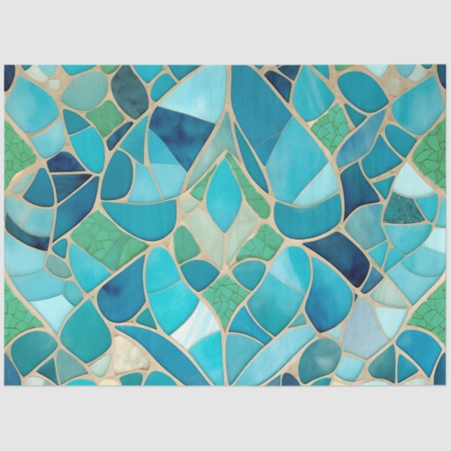 Turquoise Abstract Mosaic with Art Deco style Tissue Paper (Front)