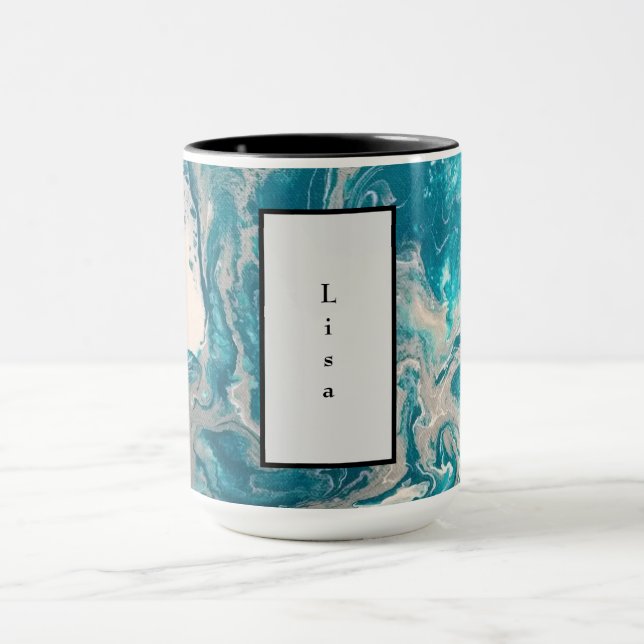 Turquoise Abstract Mug (Center)
