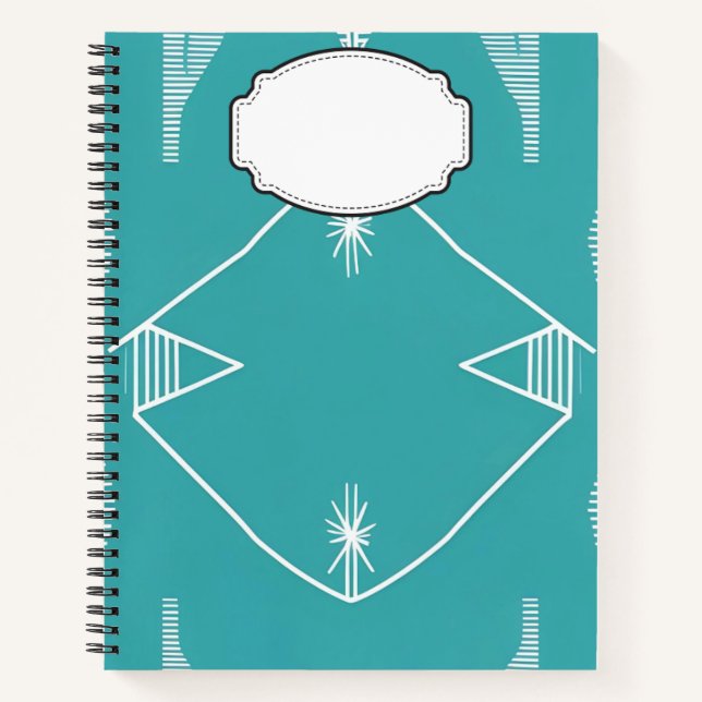 Turquoise Abstract Spiral Notebook (Front)