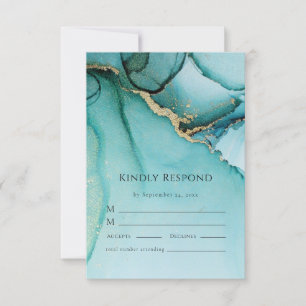 Turquoise Abstract Wedding RSVP Response Card