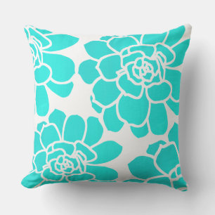 Turquoise Acrylic Succulents Cushion