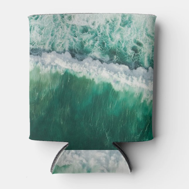 Turquoise Aerial Wave: Drone Shot Can Cooler (Front)