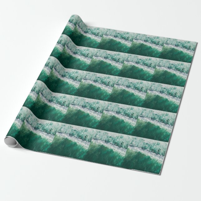 Turquoise Aerial Wave: Drone Shot Wrapping Paper (Unrolled)