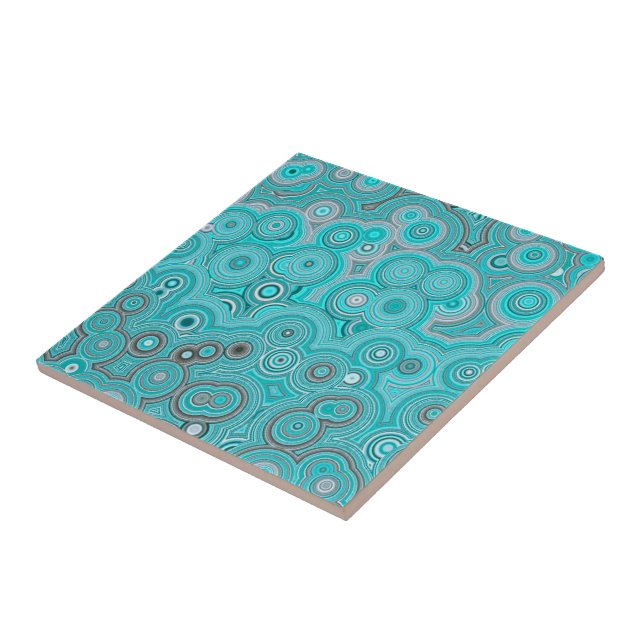 Turquoise Agate Flow – Elegant Abstract Pattern Ceramic Tile (Side)